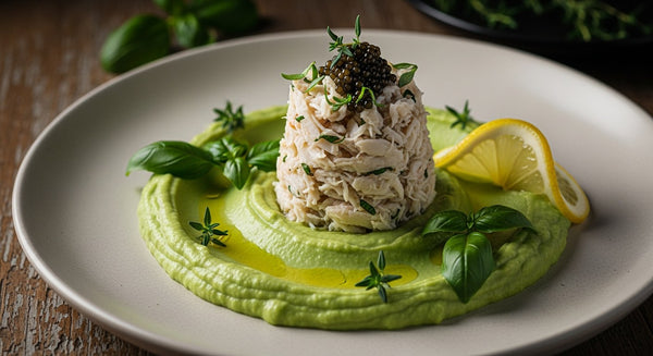 Avocado Purée with Marinated Crab and Caviar