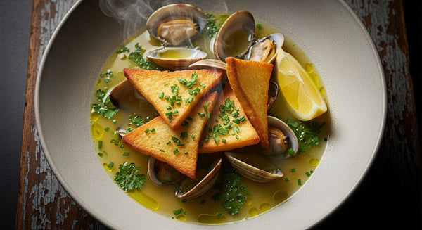 Clam Broth with Egg Yolk and Lemon