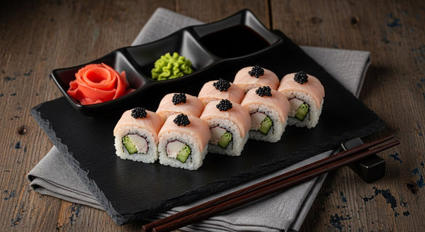 Sushi Roll with Crab, Yellowtail and Caviar