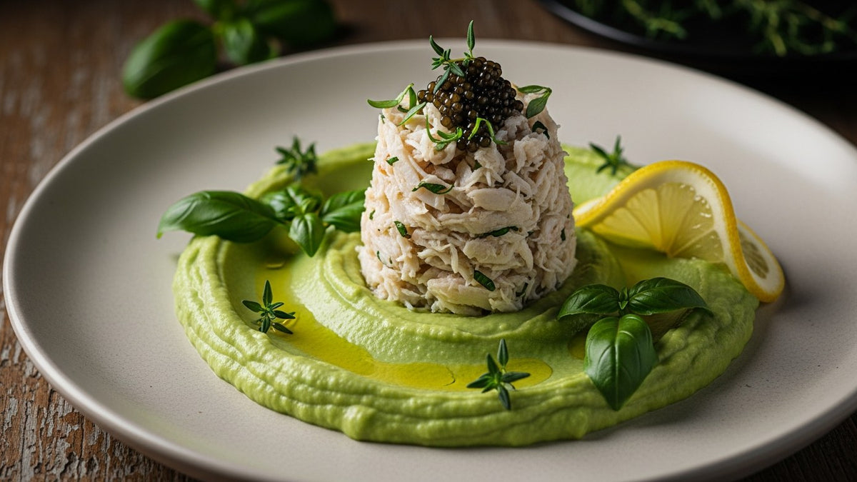 Avocado Purée with Marinated Crab and Caviar