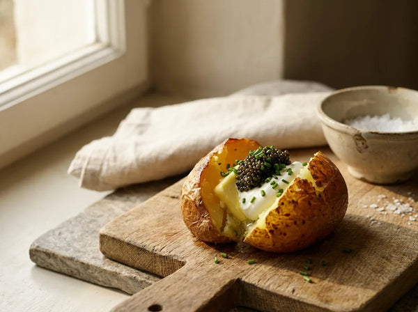 baked potato with caviar