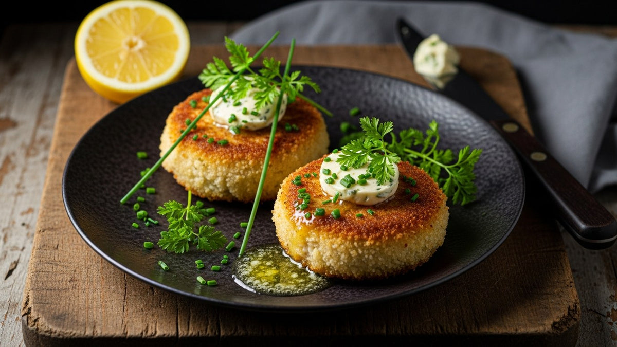 Breaded Crab with Lemon Herb Butter