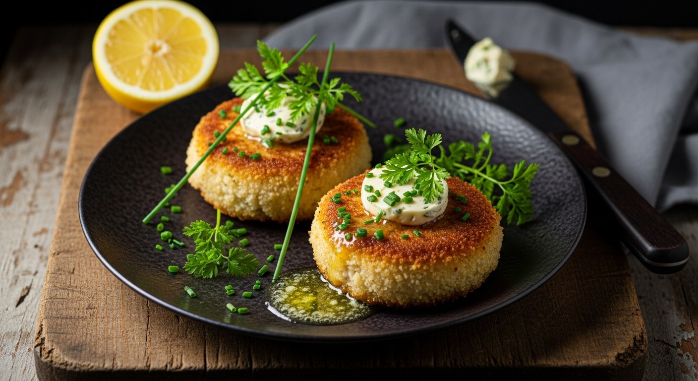 Breaded Crab with Lemon Herb Butter