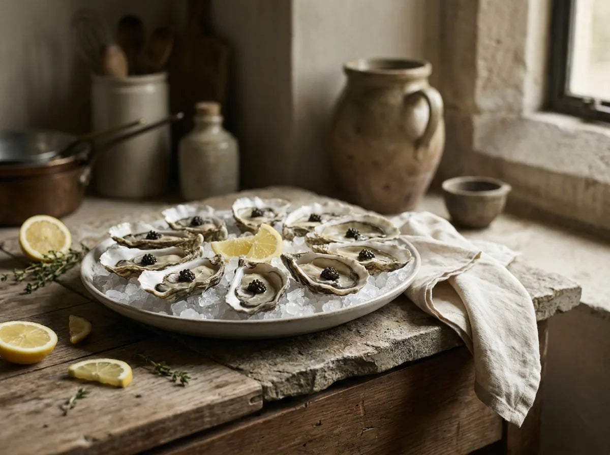 oysters with caviar