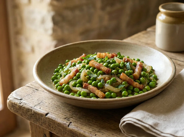 peas with guanciale piselli al guanciale