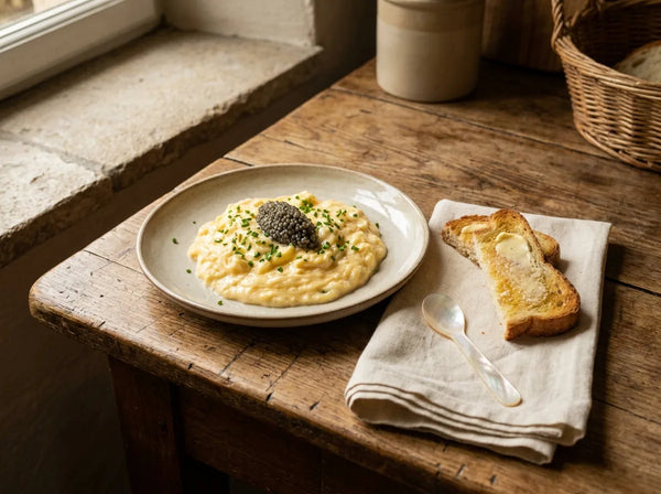 scrambled eggs with caviar