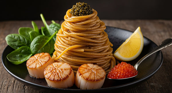 Spaghetti with Caviar and Seared Scallops